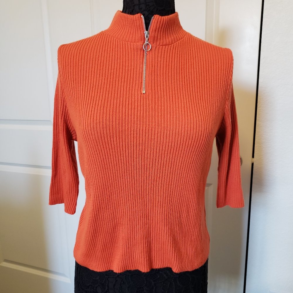 ASOS Bright Orange Zip Up Turtle Neck Sweater